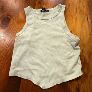 Women's Sleeveless Cropped Ribbed Top - Light Green